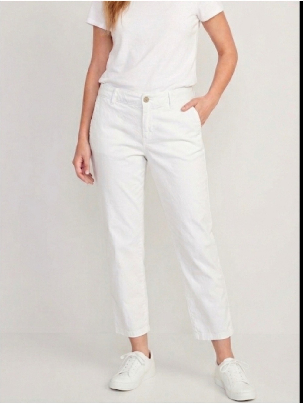 Gap Girlfriend Khaki Chino White Cropped Pants, size 14
